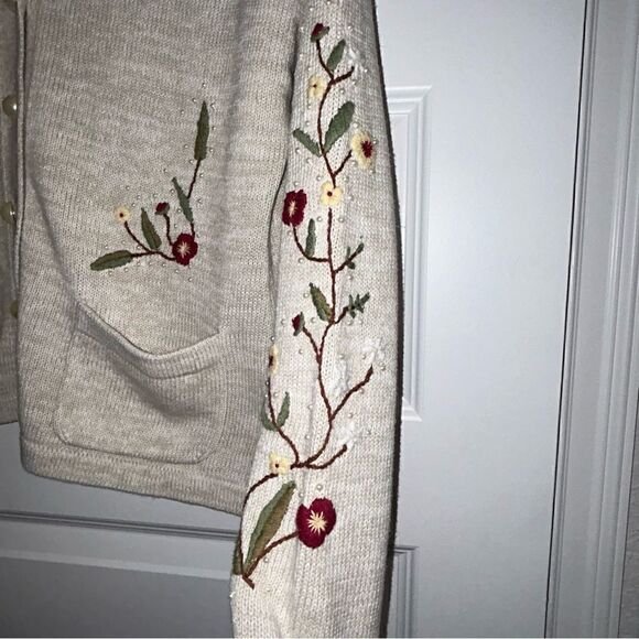 Through the Country Door Embroidered Faux Pearl Button Front Cardigan Sweater - Picture 5 of 8